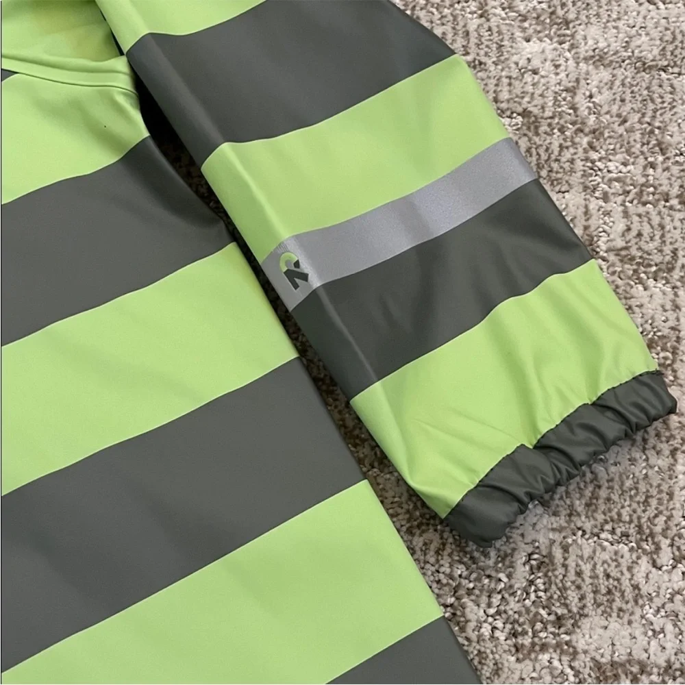 Reima Kids' Vesi Raincoat in Greyish Green Stripe - Picture 4 of 10